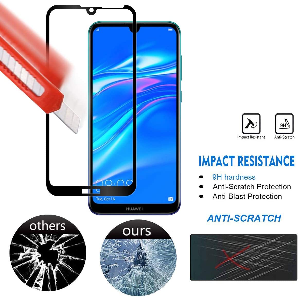 [1-Pack] Huawei Y7 2019 / Y7 Prime 2019 Phone Case + [Full Cover Tempered Glass] Screen Protector