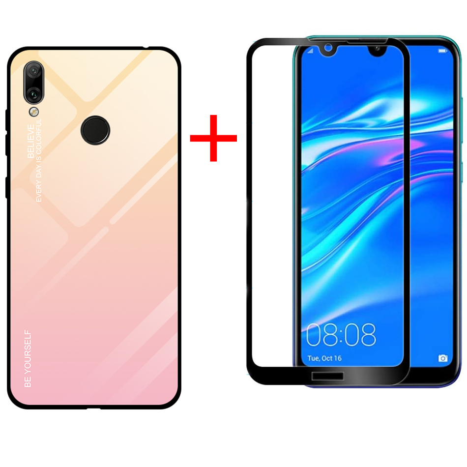 [1-Pack] Huawei Y7 2019 / Y7 Prime 2019 Phone Case + [Full Cover Tempered Glass] Screen Protector