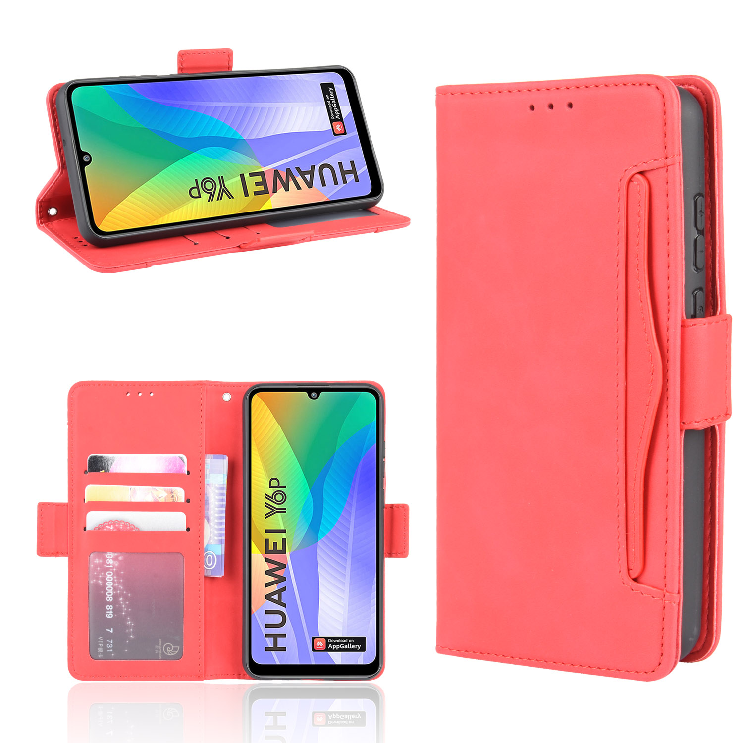 Flip Cover For Huawei Y6P Retro [Doka Slot Flip Leather Case] Wallet Case