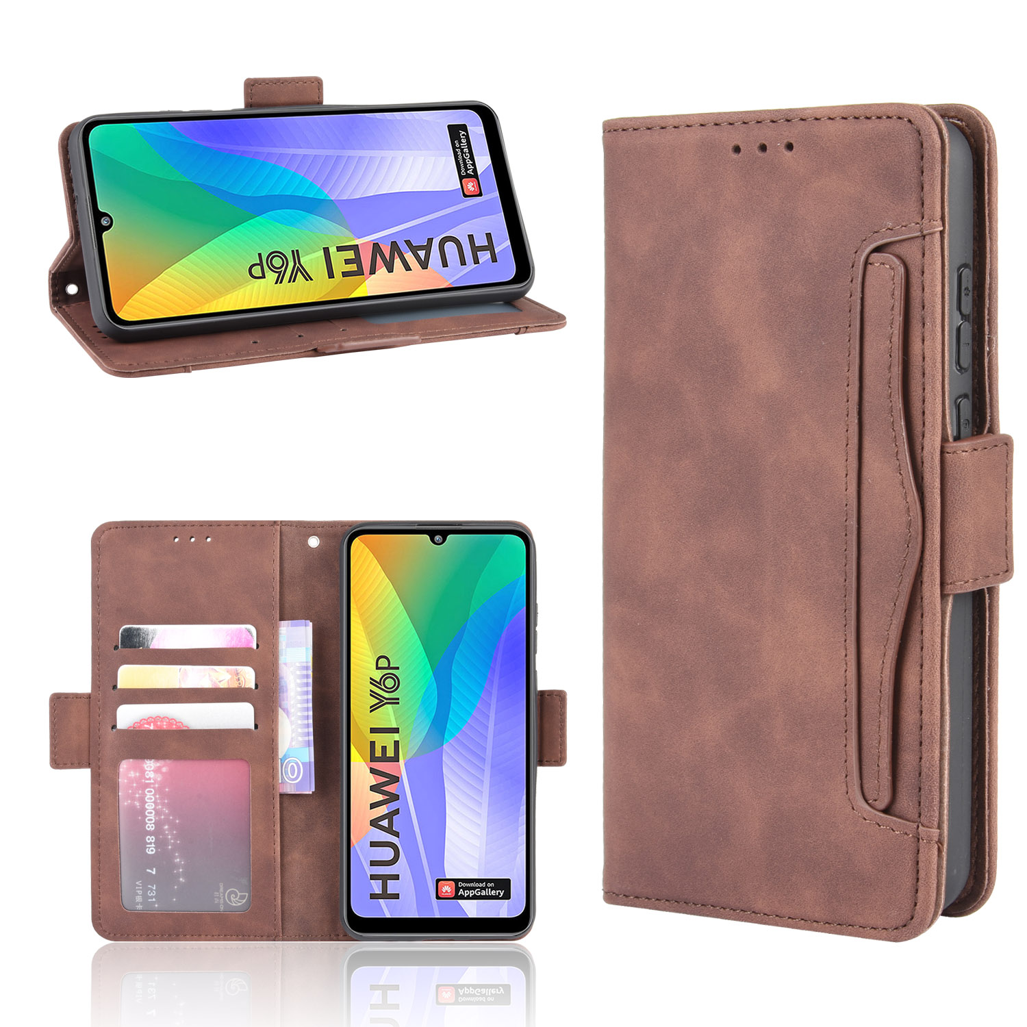 Flip Cover For Huawei Y6P Retro [Doka Slot Flip Leather Case] Wallet Case