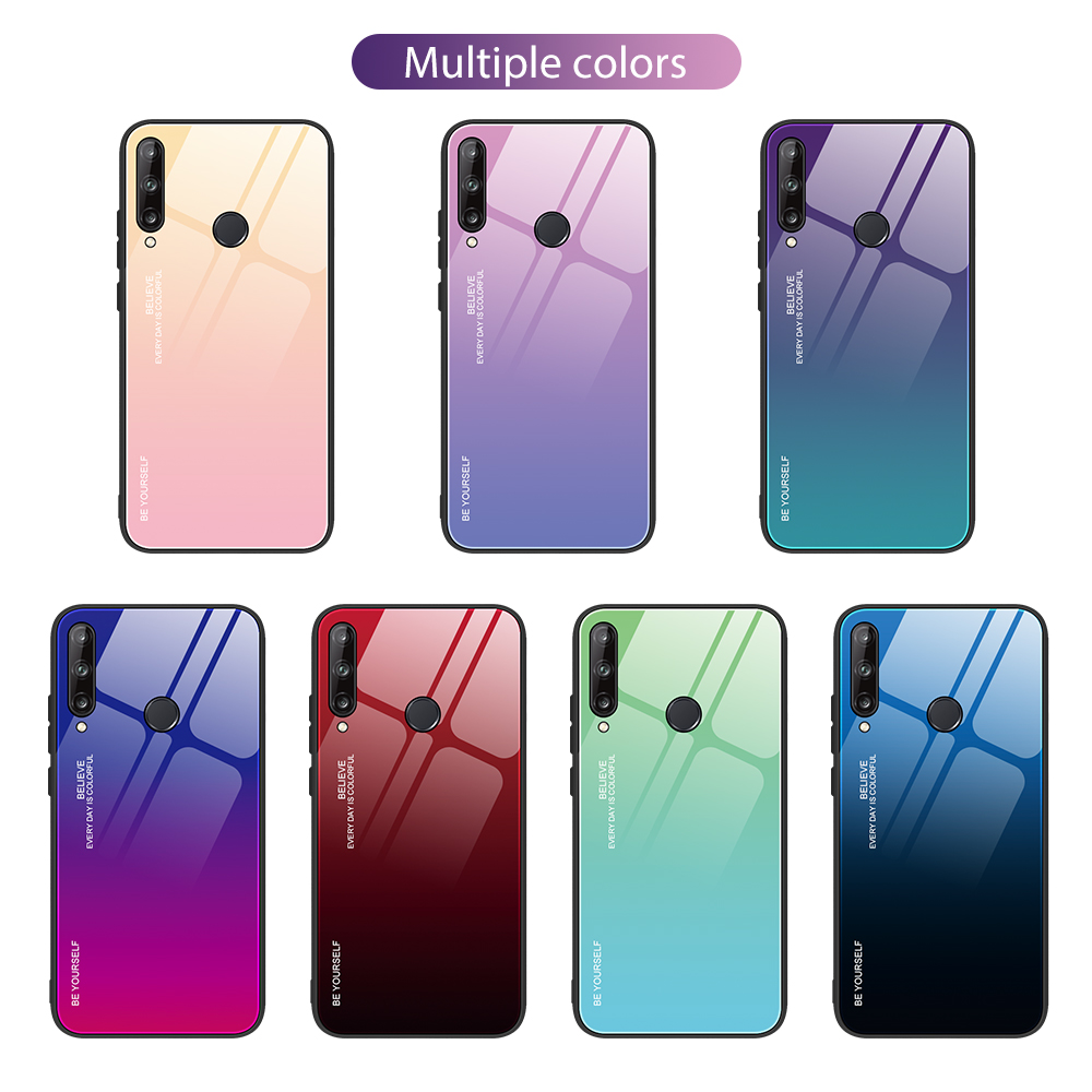 Back Cover for Huawei Y7p - 6.39&apos;&apos; Fashion Anti-shock Gradient Glass phone case