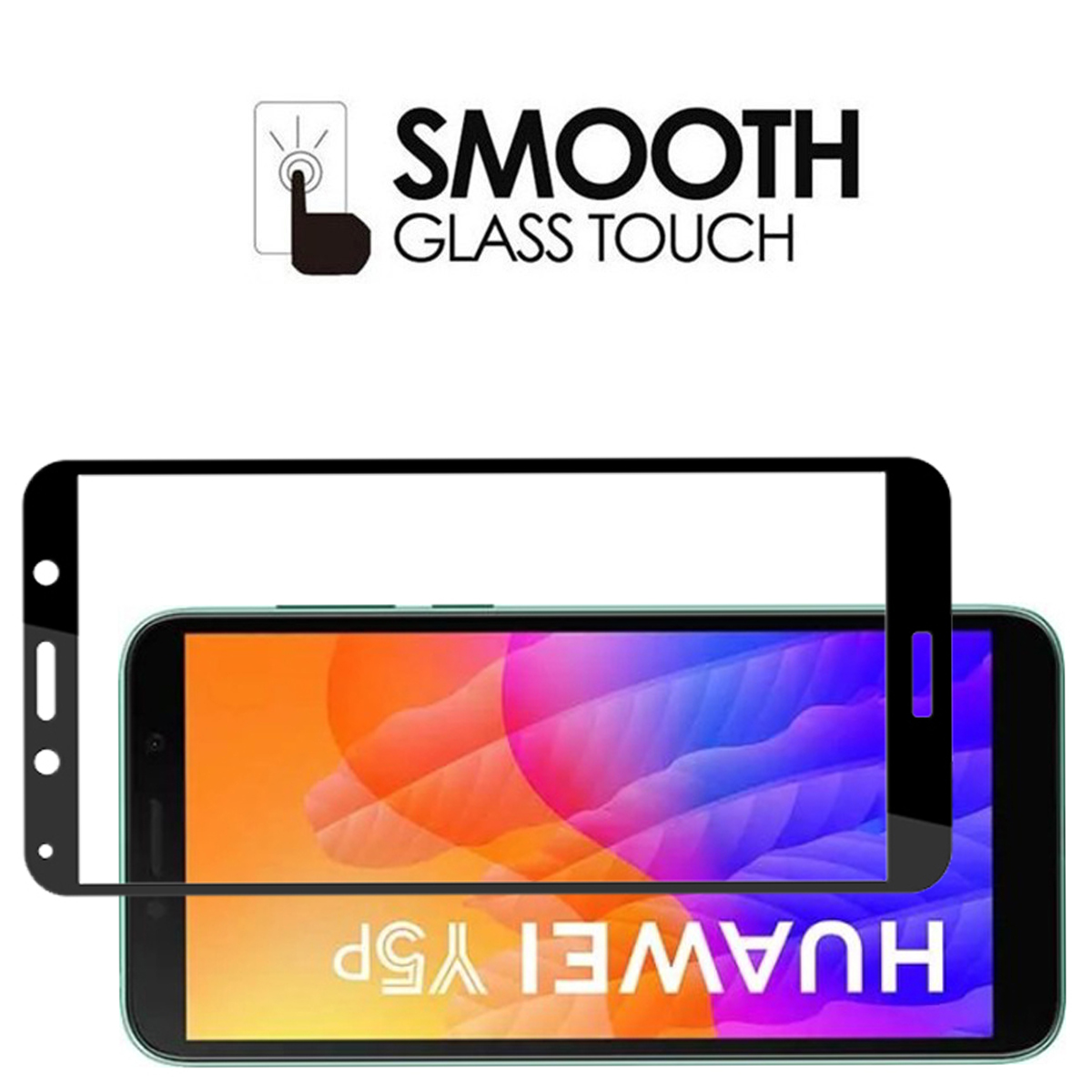 [1-Pack] Huawei Y5P Phone Case + [Full Glue Cover Tempered Glass] Screen Protector