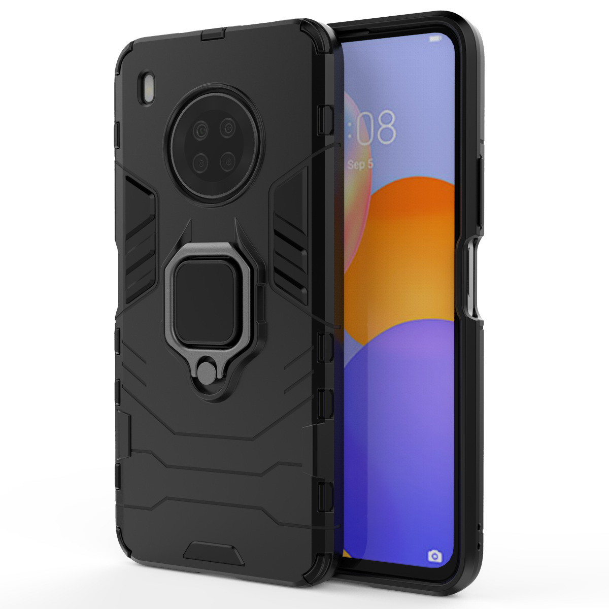 Phone Cover for Huawei Y9A, Armor TPU+PC Heavy Duty Metal Ring Grip Kickstand