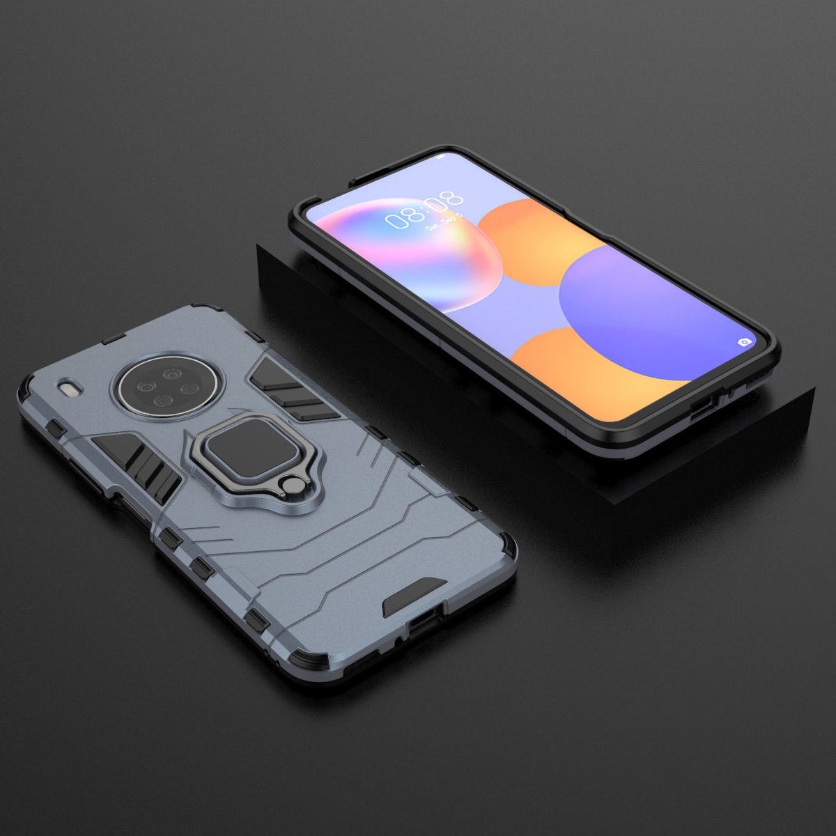 Phone Cover for Huawei Y9A, Armor TPU+PC Heavy Duty Metal Ring Grip Kickstand