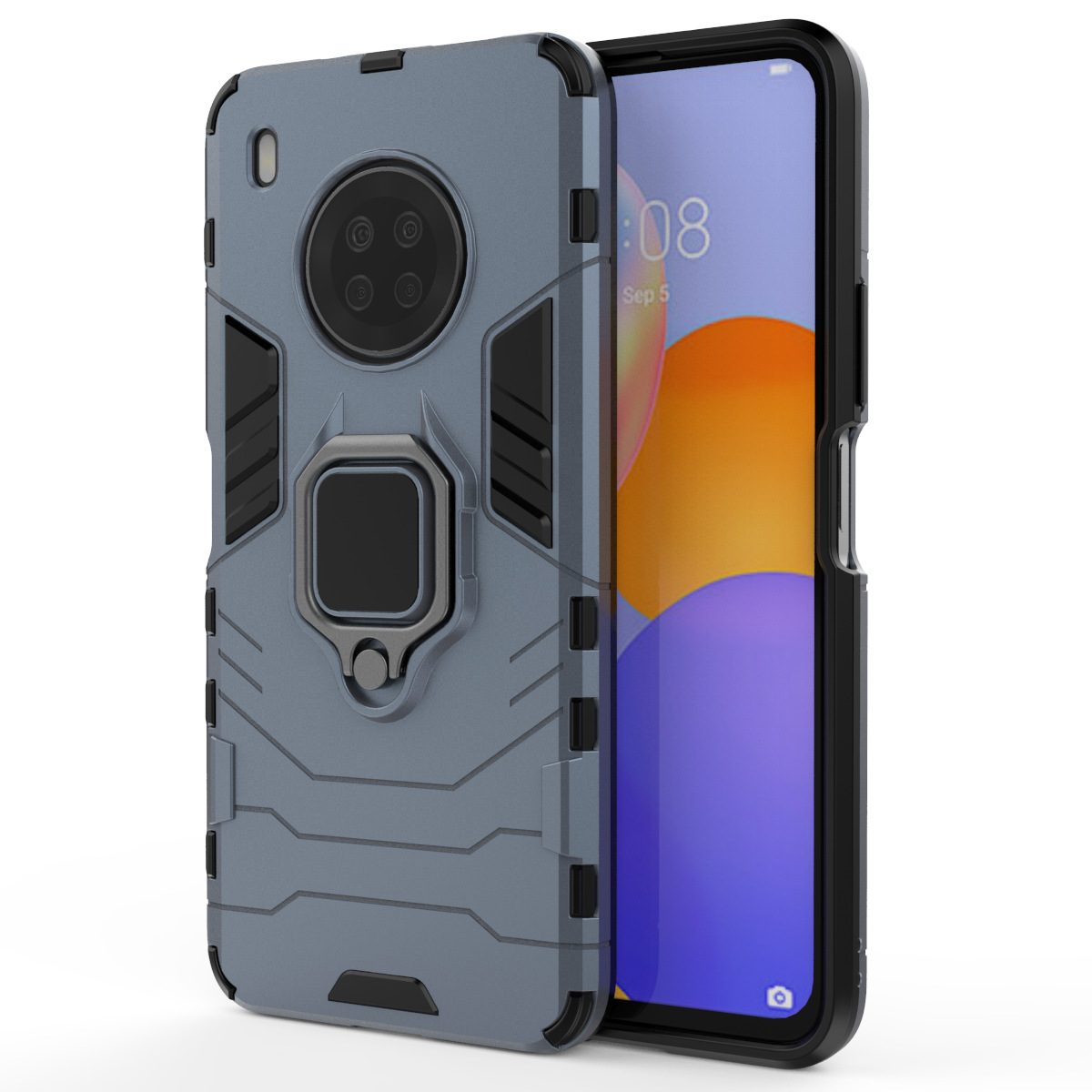 Phone Cover for Huawei Y9A, Armor TPU+PC Heavy Duty Metal Ring Grip Kickstand