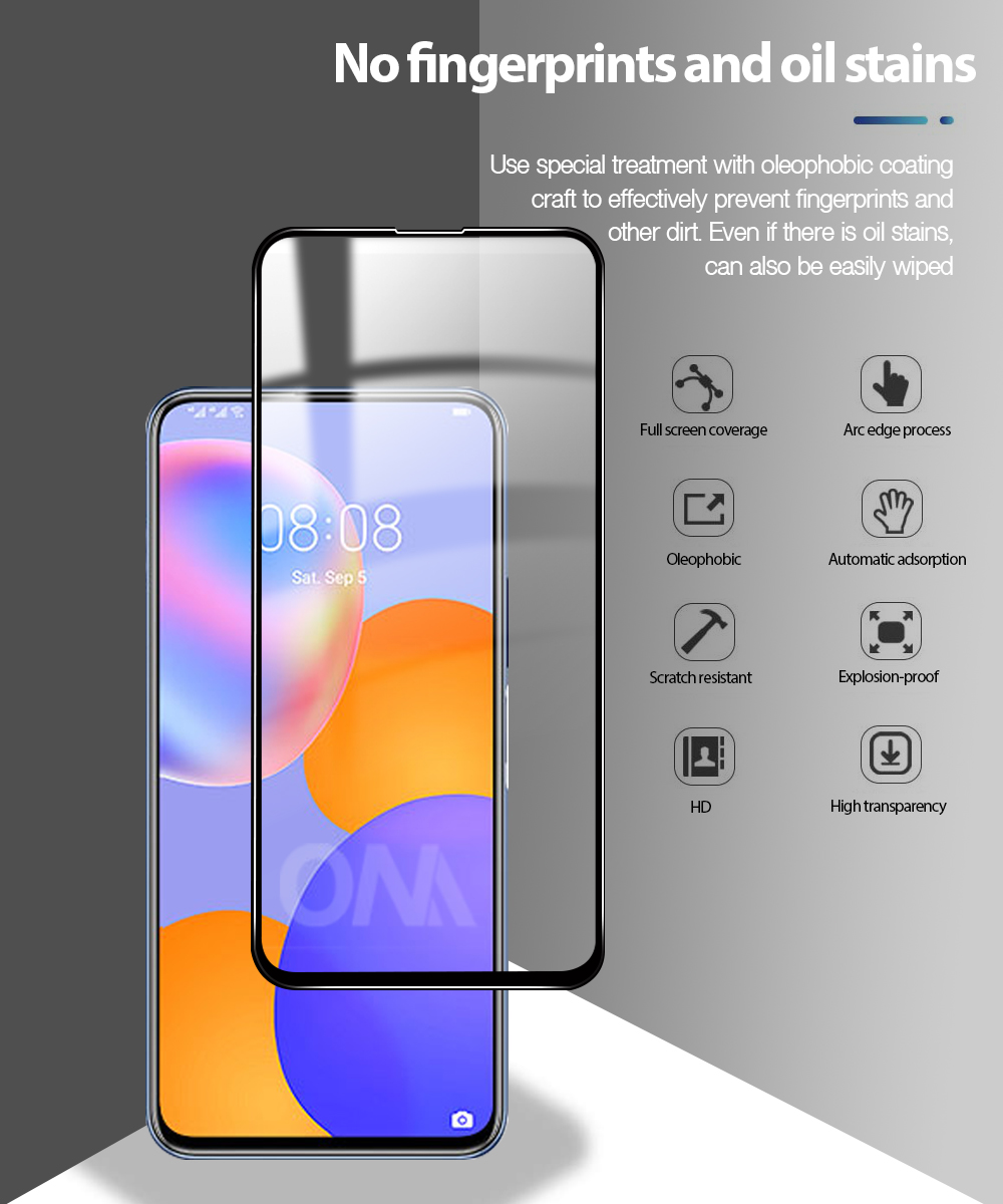 [1-Pack] Huawei Y9A Phone Case + [Full Glue Cover Tempered Glass] Screen Protector