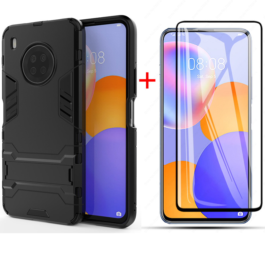 [1-Pack] Huawei Y9A Phone Case + [Full Glue Cover Tempered Glass] Screen Protector