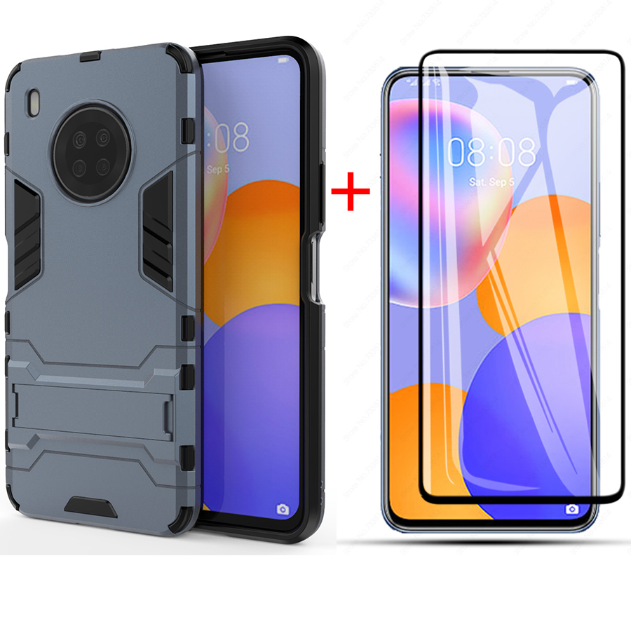 [1-Pack] Huawei Y9A Phone Case + [Full Glue Cover Tempered Glass] Screen Protector