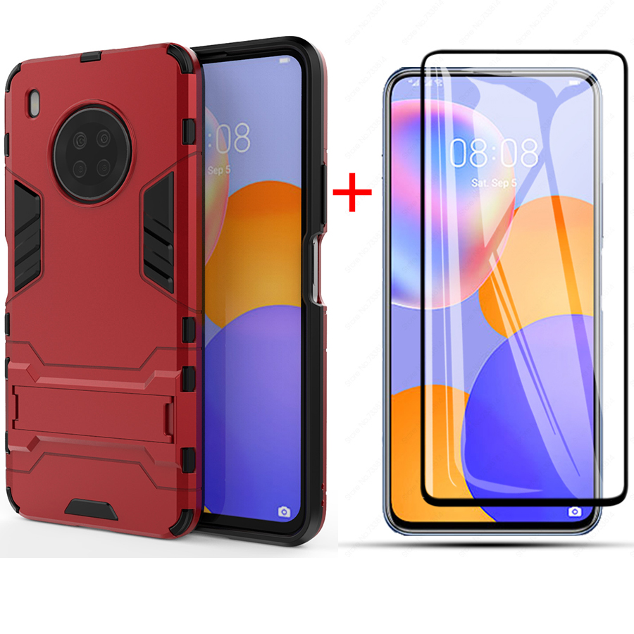 [1-Pack] Huawei Y9A Phone Case + [Full Glue Cover Tempered Glass] Screen Protector