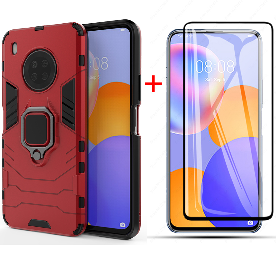 [1-Pack] Huawei Y9A Phone Case + [Full Glue Cover Tempered Glass] Screen Protector
