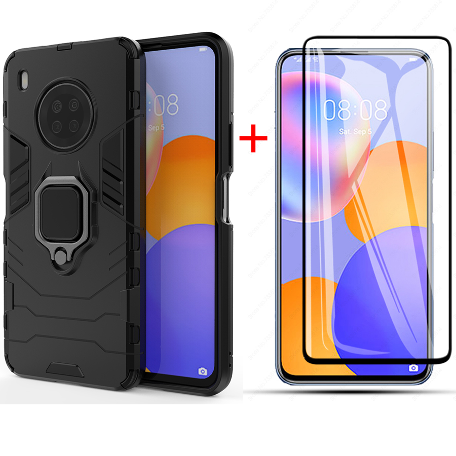 [1-Pack] Huawei Y9A Phone Case + [Full Glue Cover Tempered Glass] Screen Protector