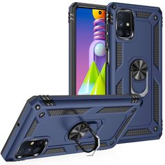 Phone Case for Samsung Galaxy M51, Armor TPU+PC Heavy Duty Metal Ring Grip Kickstand Blue for Samsung Galaxy M51