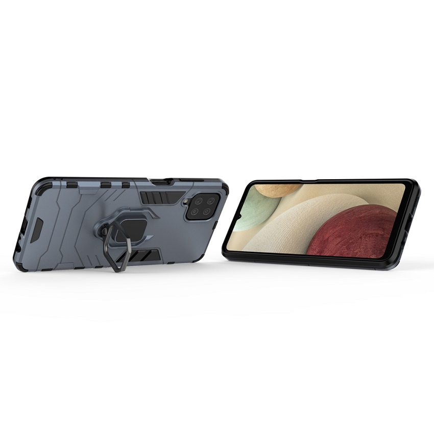 Phone Cover for Samsung Galaxy A12, 6.5&quot; Phone Case, TPU+PC Heavy Duty Metal Ring Grip Kickstand