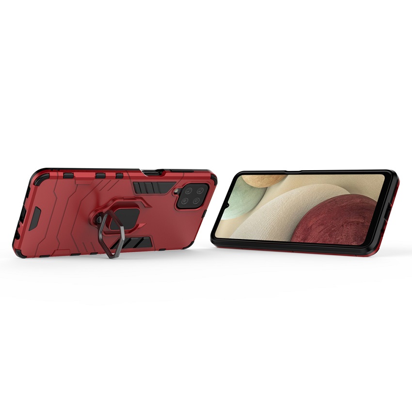 Phone Cover for Samsung Galaxy A12, 6.5&quot; Phone Case, TPU+PC Heavy Duty Metal Ring Grip Kickstand