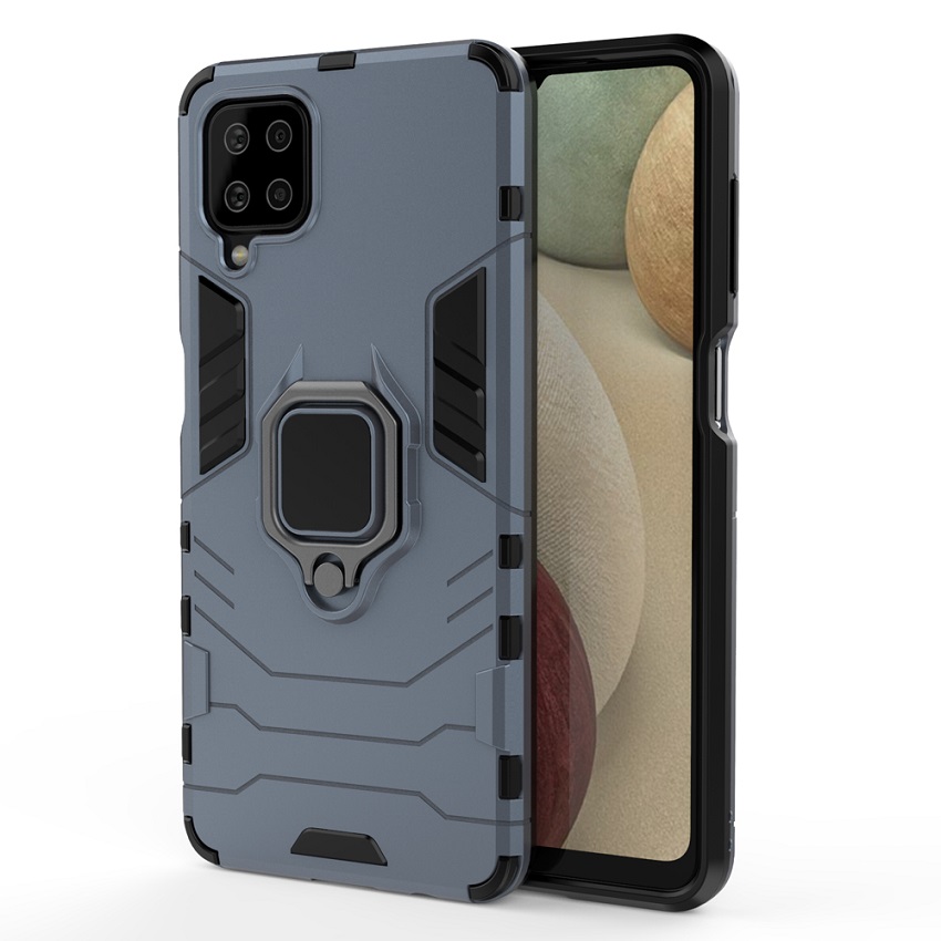 Phone Cover for Samsung Galaxy A12, 6.5&quot; Phone Case, TPU+PC Heavy Duty Metal Ring Grip Kickstand