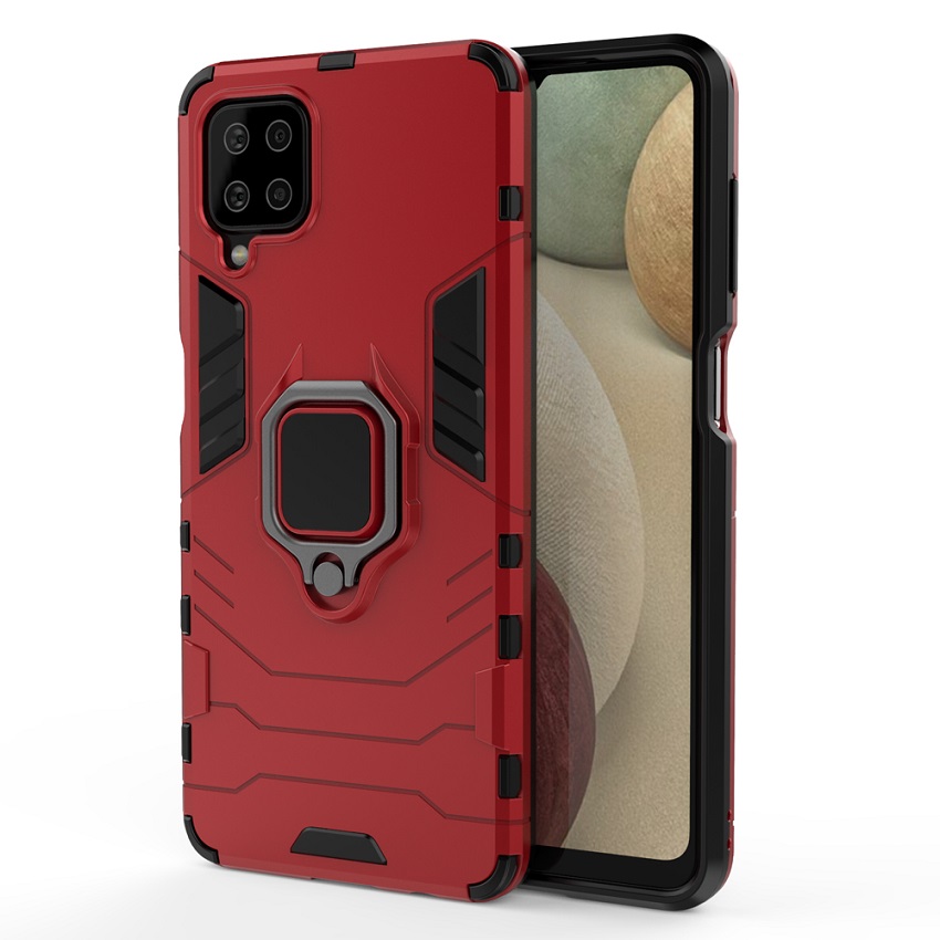 Phone Cover for Samsung Galaxy A12, 6.5&quot; Phone Case, TPU+PC Heavy Duty Metal Ring Grip Kickstand