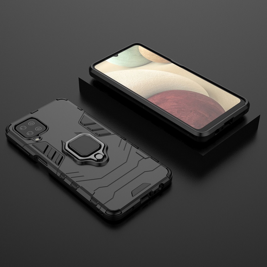Phone Cover for Samsung Galaxy A12, 6.5&quot; Phone Case, TPU+PC Heavy Duty Metal Ring Grip Kickstand