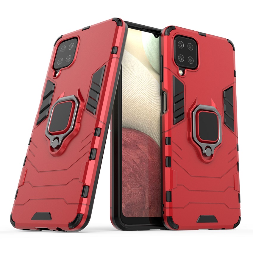 Phone Cover for Samsung Galaxy A12, 6.5&quot; Phone Case, TPU+PC Heavy Duty Metal Ring Grip Kickstand