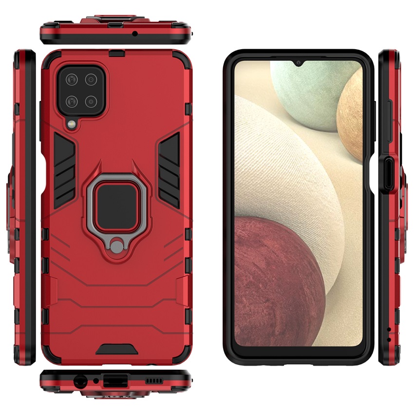 Phone Cover for Samsung Galaxy A12, 6.5&quot; Phone Case, TPU+PC Heavy Duty Metal Ring Grip Kickstand