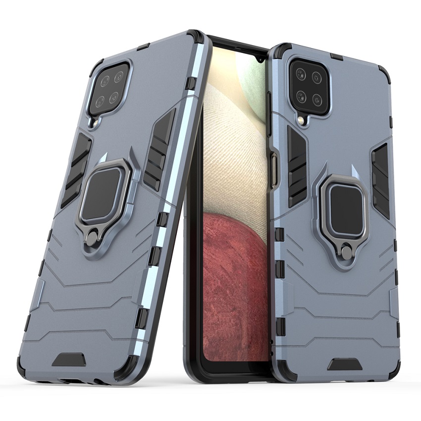 Phone Cover for Samsung Galaxy A12, 6.5&quot; Phone Case, TPU+PC Heavy Duty Metal Ring Grip Kickstand