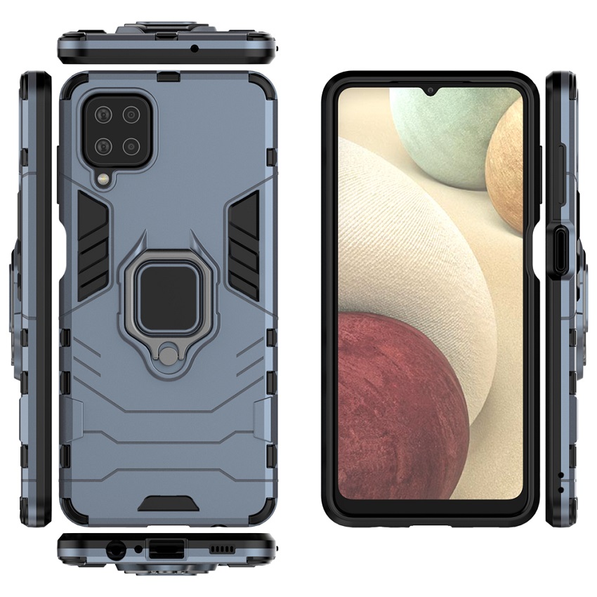 Phone Cover for Samsung Galaxy A12, 6.5&quot; Phone Case, TPU+PC Heavy Duty Metal Ring Grip Kickstand