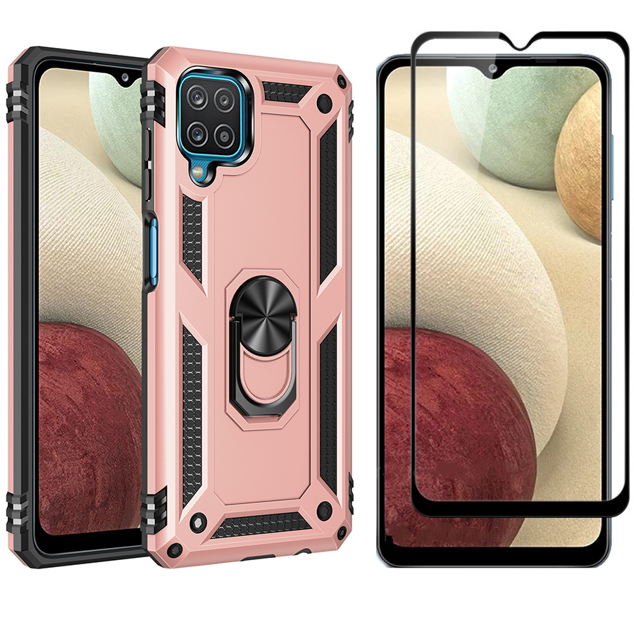 [1-Pack] Samsung Galaxy A12 Phone Case + [Full Glue Cover Tempered Glass] Screen Protector