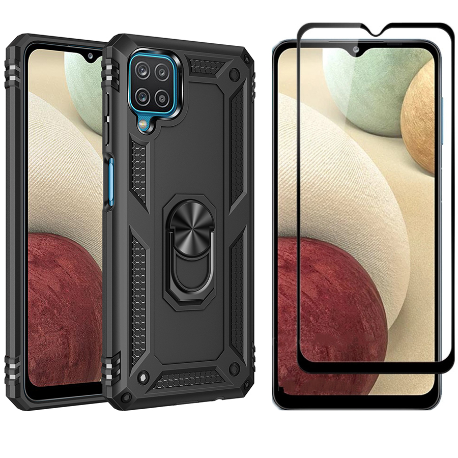 [1-Pack] Samsung Galaxy A12 Phone Case + [Full Glue Cover Tempered Glass] Screen Protector