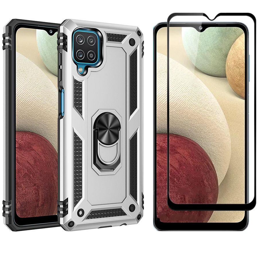 [1-Pack] Samsung Galaxy A12 Phone Case + [Full Glue Cover Tempered Glass] Screen Protector