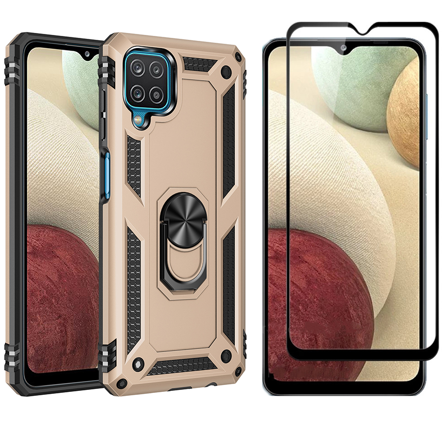 [1-Pack] Samsung Galaxy A12 Phone Case + [Full Glue Cover Tempered Glass] Screen Protector