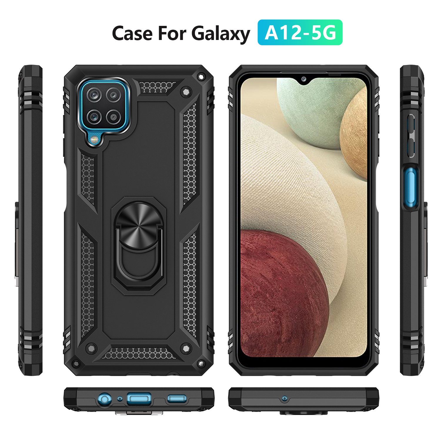 [1-Pack] Samsung Galaxy A12 Phone Case + [Full Glue Cover Tempered Glass] Screen Protector