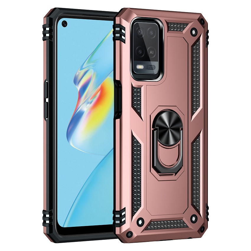 Phone Case for Oppo A54, 6.51" Case, TPU+PC Shockproof Armor with Rotating Ring Stand
