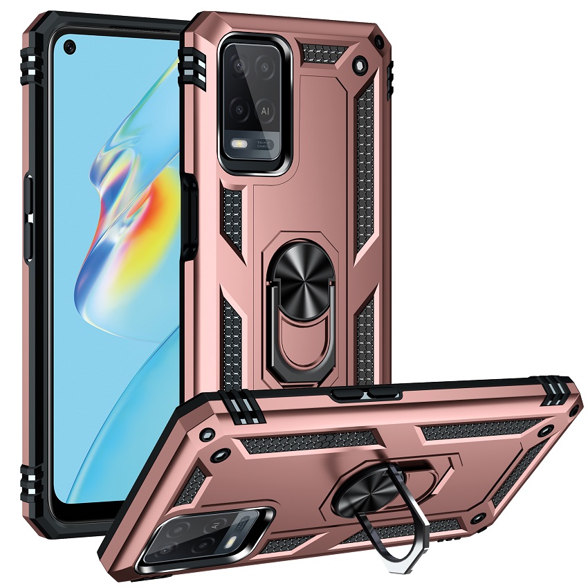 Phone Case for Oppo A54, 6.51" Case, TPU+PC Shockproof Armor with Rotating Ring Stand