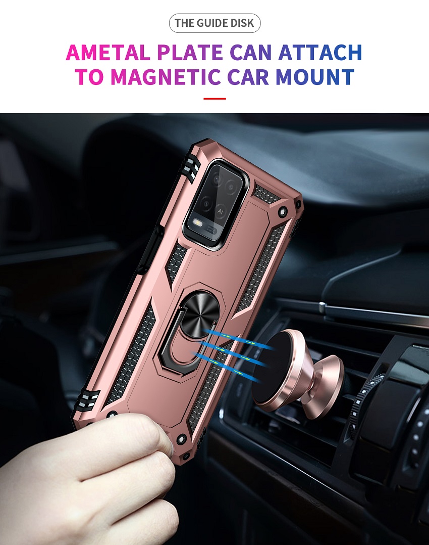 Phone Case for Oppo A54, 6.51" Case, TPU+PC Shockproof Armor with Rotating Ring Stand