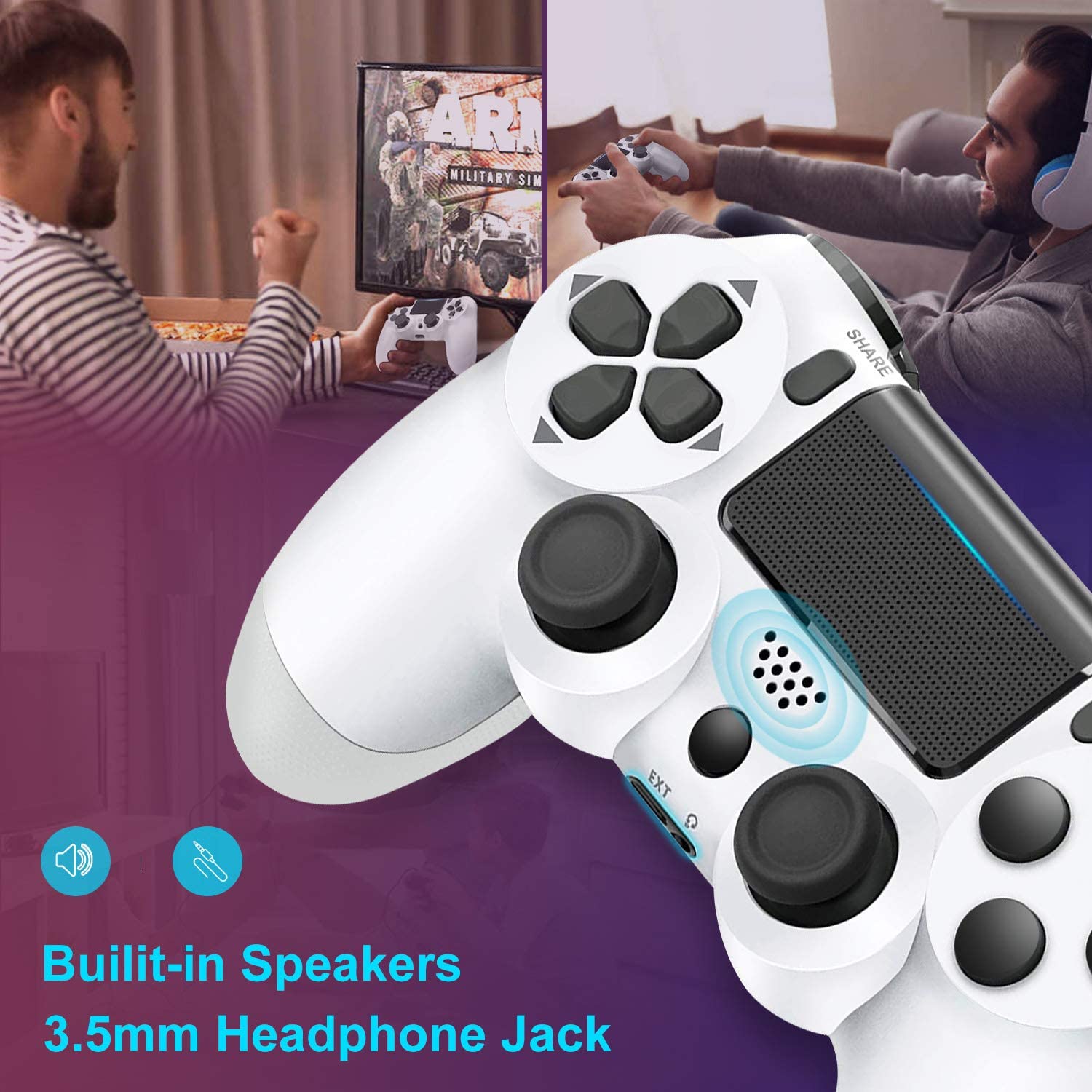 2 Pieces PS4 Game Controller-Double Shock 4 Wireless Controller for Playstation 4-six-axis Joystick