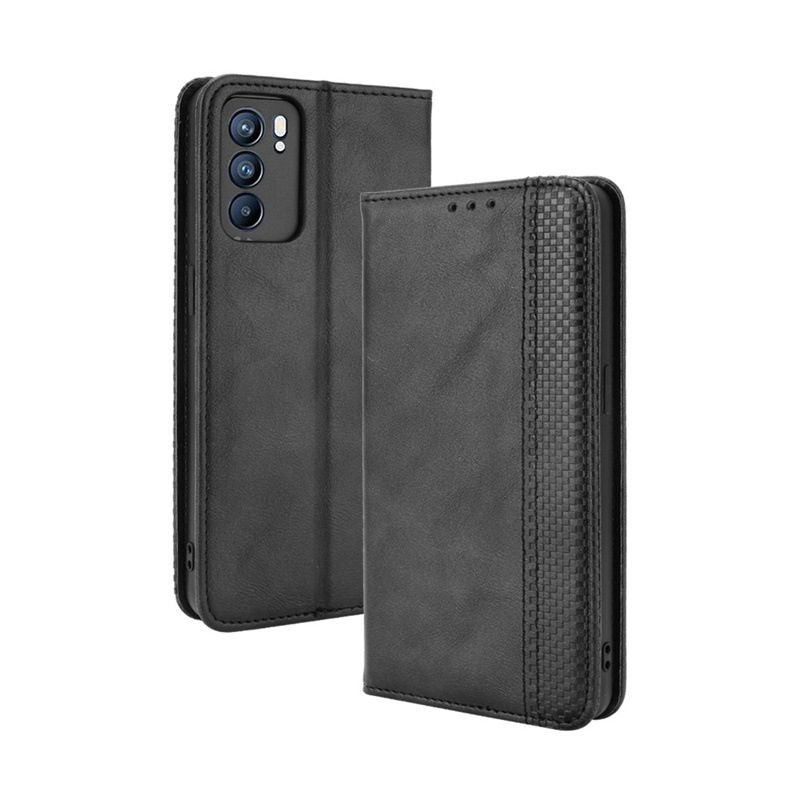 Flip Cover for OPPO Reno 6 5G / OPPO Reno6 5G Wallet Leather Phone Case Shockproof Durable Retro Case