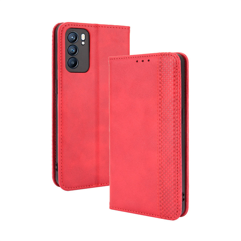 Flip Cover for OPPO Reno 6 5G / OPPO Reno6 5G Wallet Leather Phone Case Shockproof Durable Retro Case