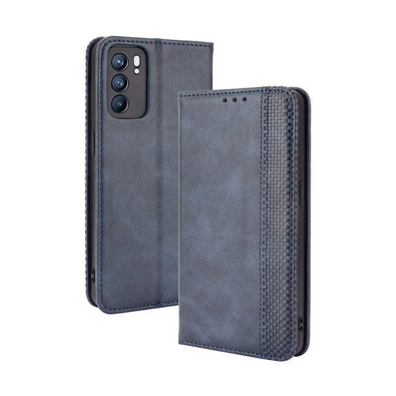 Flip Cover for OPPO Reno 6 5G / OPPO Reno6 5G Wallet Leather Phone Case Shockproof Durable Retro Case