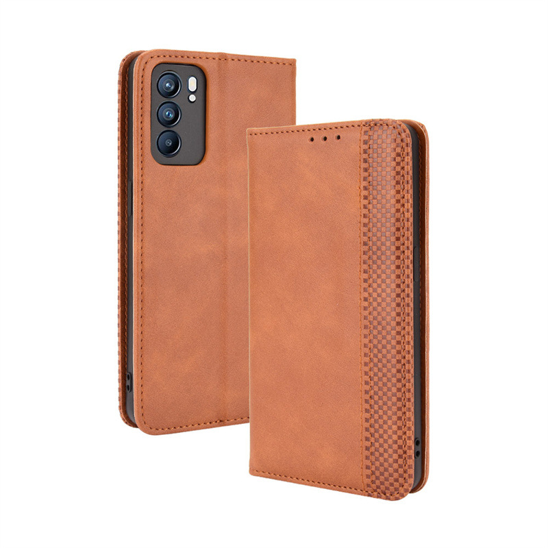 Flip Cover for OPPO Reno 6 5G / OPPO Reno6 5G Wallet Leather Phone Case Shockproof Durable Retro Case