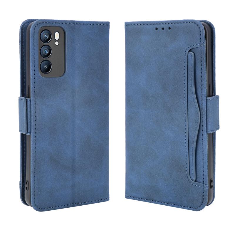 Leather Phone Case for OPPO Reno 6 5G / OPPO Reno6 5G Wallet Leather Phone Case Shockproof Durable Retro Flip Stand Case