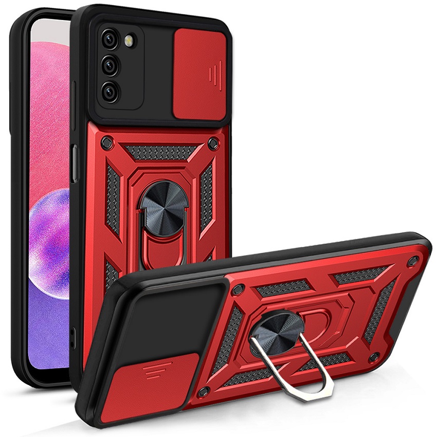 Samsung Galaxy A03S A02S A21S A12 A11 M11 M62 F62 M51 A22 4G A32 4G A31 A51 A71 A20S A10S A20 A30 A50 A50S A30S Sliding Ring Camera Case TPU+PC Metal Ring Grip Kickstand Protective Case Cover