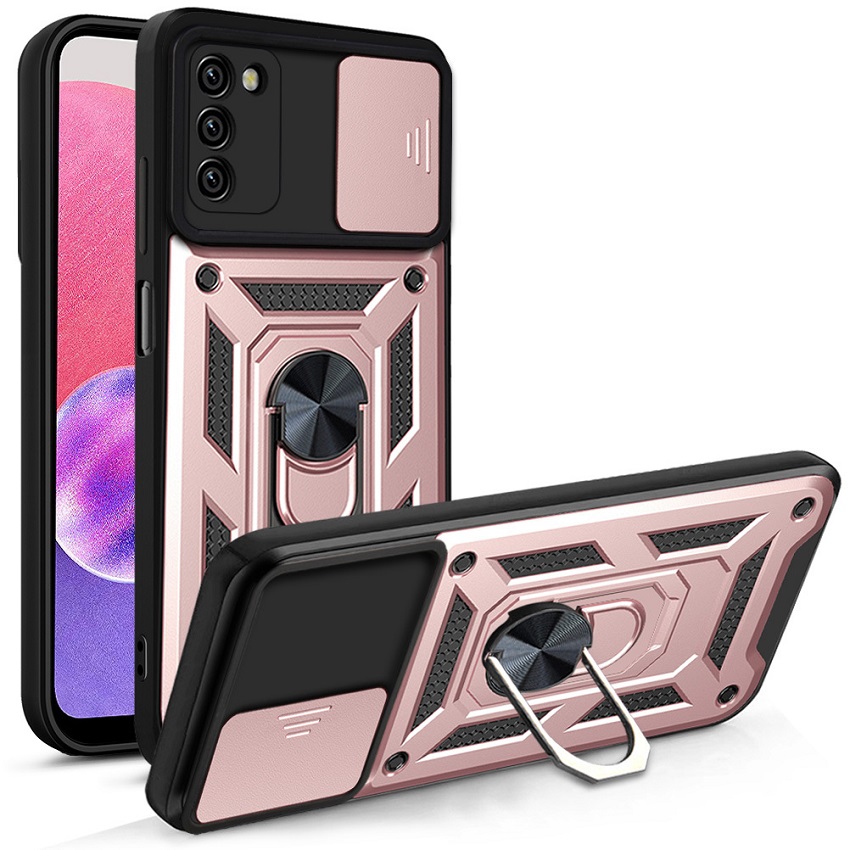 Samsung Galaxy A03S A02S A21S A12 A11 M11 M62 F62 M51 A22 4G A32 4G A31 A51 A71 A20S A10S A20 A30 A50 A50S A30S Sliding Ring Camera Case TPU+PC Metal Ring Grip Kickstand Protective Case Cover