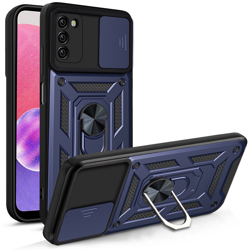 Samsung Galaxy A03S A02S A21S A12 A11 M11 M62 F62 M51 A22 4G A32 4G A31 A51 A71 A20S A10S A20 A30 A50 A50S A30S Sliding Ring Camera Case TPU+PC Metal Ring Grip Kickstand Protective Case Cover