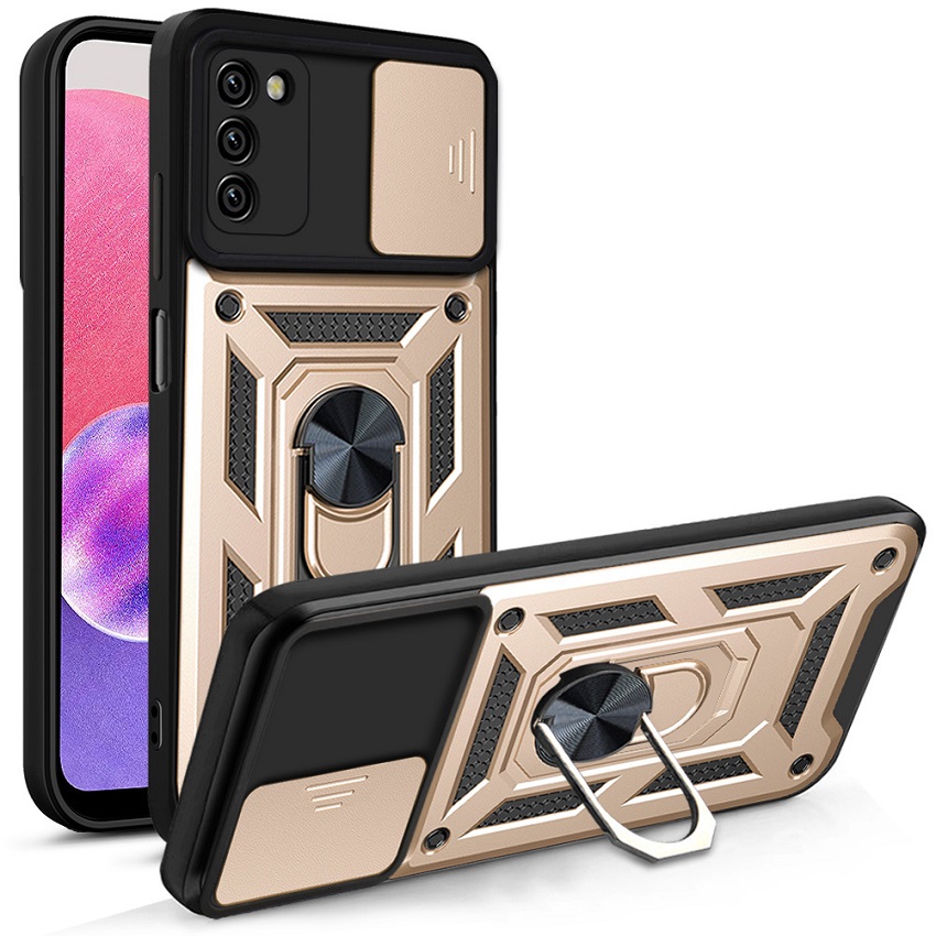 Samsung Galaxy A03S A02S A21S A12 A11 M11 M62 F62 M51 A22 4G A32 4G A31 A51 A71 A20S A10S A20 A30 A50 A50S A30S Sliding Ring Camera Case TPU+PC Metal Ring Grip Kickstand Protective Case Cover