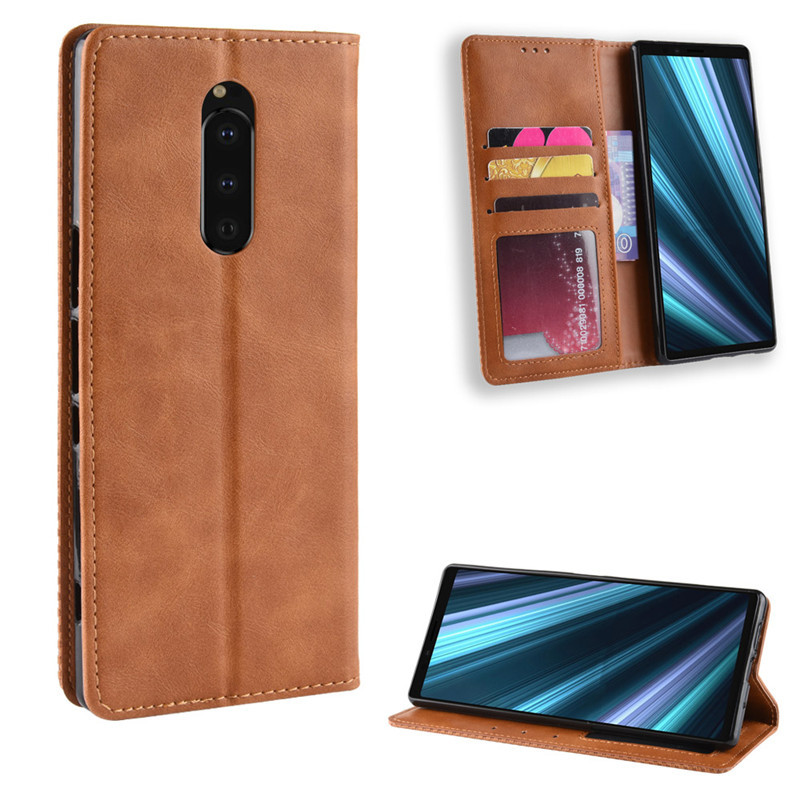 Flip Case for Sony Xperia 1 5 10 II III Wallet Leather Phone Case Shockproof Durable Retro Case