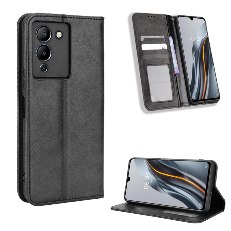 Wallet Flip Cover for Infinix Note 12 G96 6.7'',Infinix Note 12 Turbo Leather PU Phone Case Shockproof Durable Retro Case