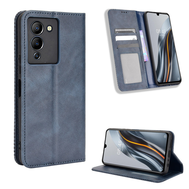 Wallet Flip Cover for Infinix Note 12 G96 6.7'',Infinix Note 12 Turbo Leather PU Phone Case Shockproof Durable Retro Case
