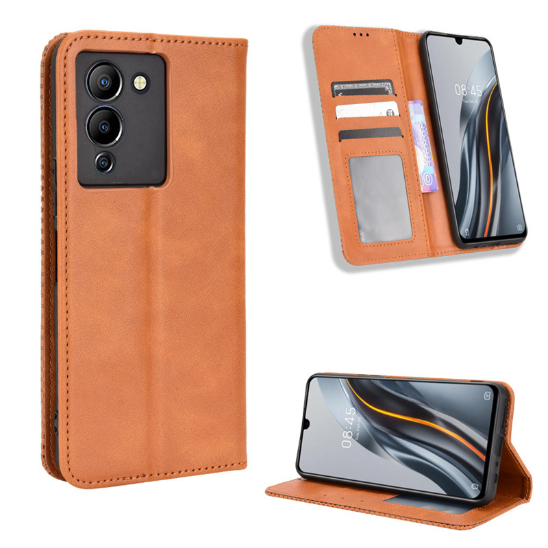 Wallet Flip Cover for Infinix Note 12 G96 6.7'',Infinix Note 12 Turbo Leather PU Phone Case Shockproof Durable Retro Case