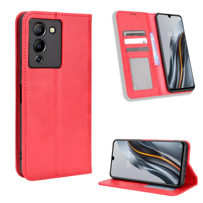 Wallet Flip Cover for Infinix Note 12 G96 6.7'',Infinix Note 12 Turbo Leather PU Phone Case Shockproof Durable Retro Case