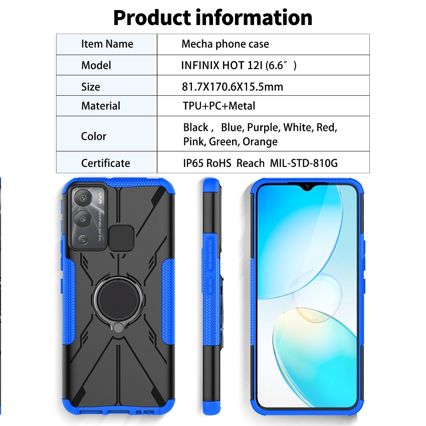 Phone Case for Infinix Hot 12i [Drop-protection] with Car Magnetic Ring Holder