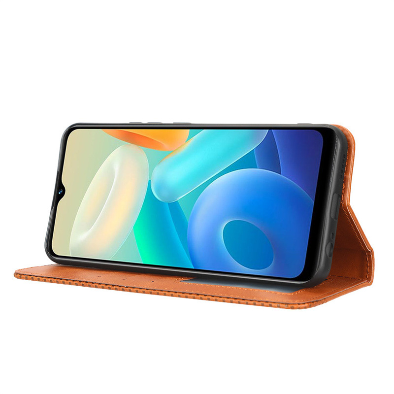Flip Cover for vivo Y02S Wallet Leather Phone Case Shockproof Durable Retro Case